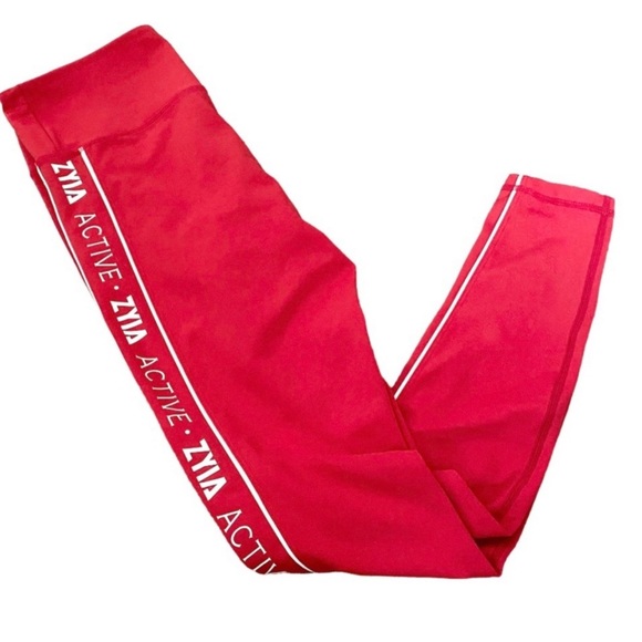 Zyia Active Light N Tight High Rise Red Logo Striped
Leggings Size 8-10 - Picture 3 of 7